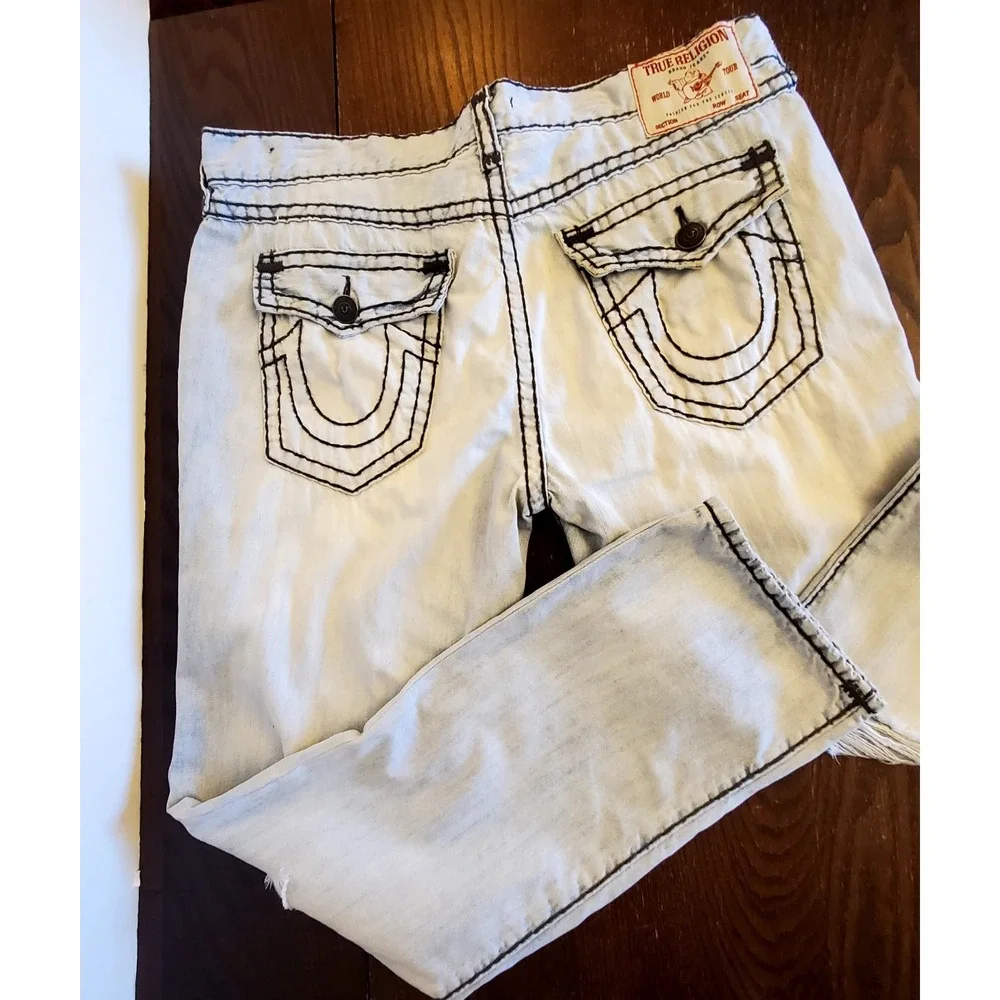 True Religion Ricky Relaxed Straight Flap Jeans Men's 40 Distressed‎ Y2K